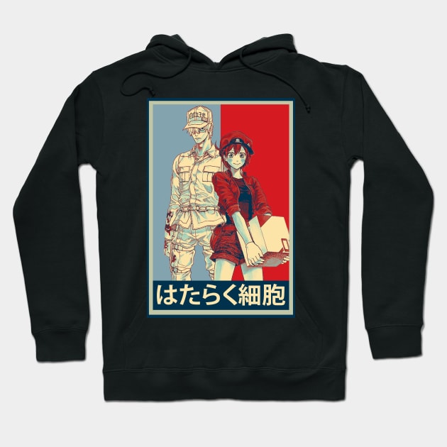 Graphic Hataraku Characters Saibou Japanese Anime Hoodie by QuickMart